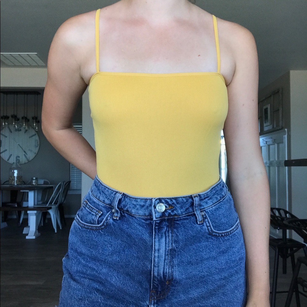 Mustard Yellow Ribbed Bodysuit